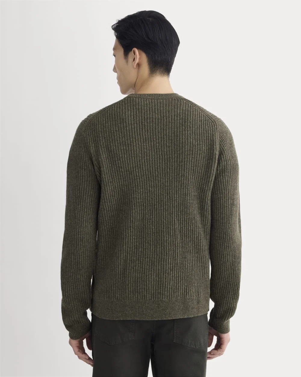 The Fisherman Crew in Wool Cashmere | Heathered Army Green (4)