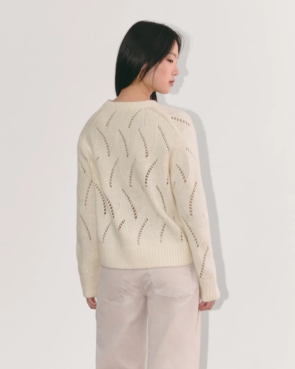 The Pointelle Sweater in Cloud | Bone (3)