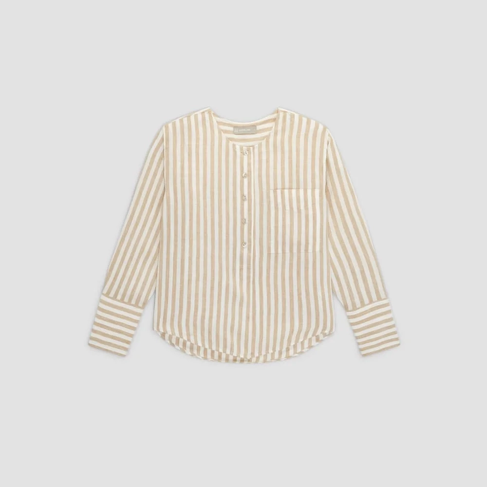 The Linen Popover Shirt | Bone / Caramel (2)