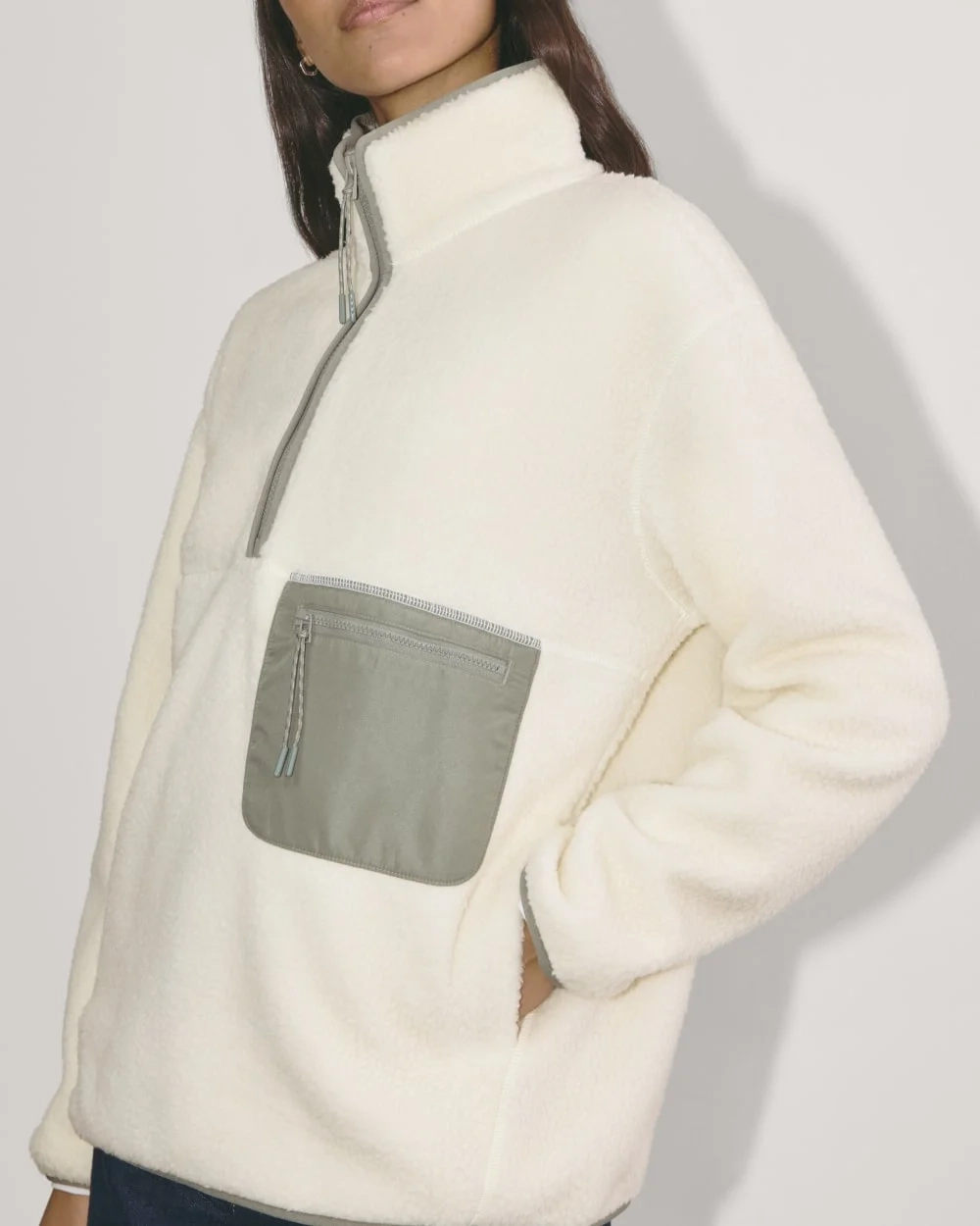 The ReNew Fleece Oversized Half-Zip | Heathered Oat (2)