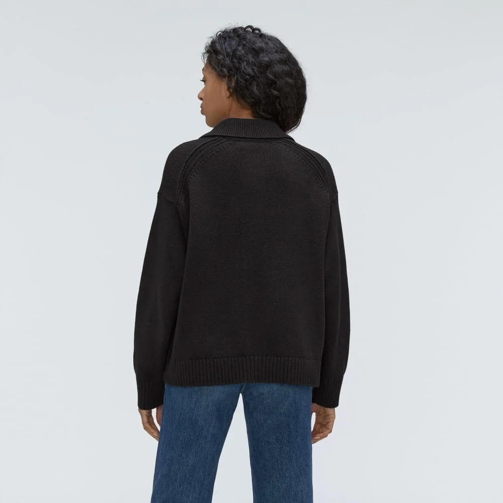 The Cotton Chore Sweater Jacket | Black (3)