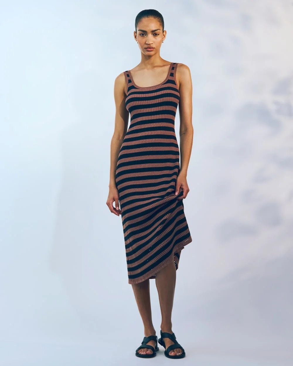 The Crochet Knit Tank Dress | Mocha / Black (3)