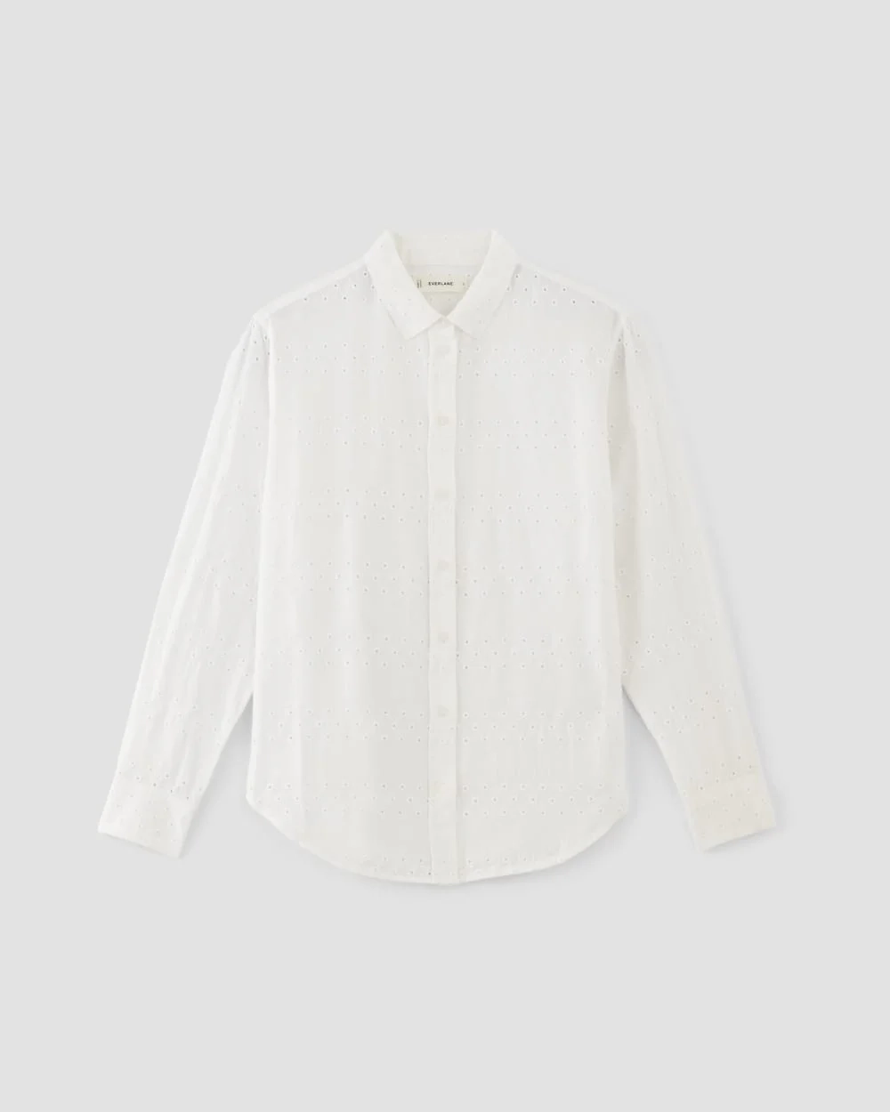 The Linen Eyelet Relaxed Shirt | White Eyelet (2)