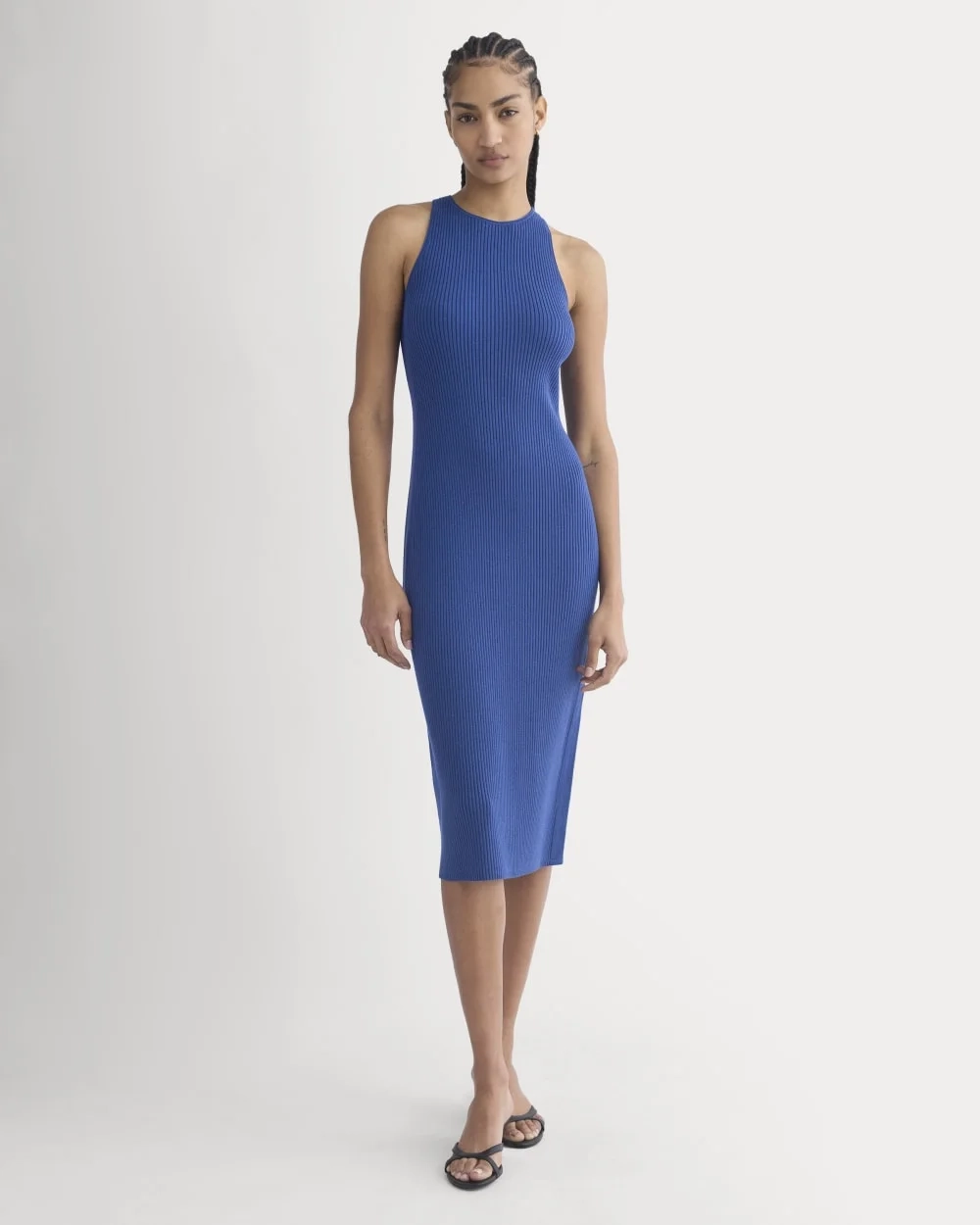 Cutaway Ribbed Midi Dress | Estate Blue (5)