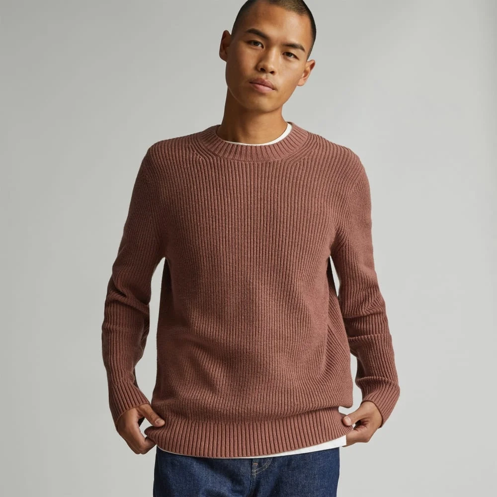 The No-Sweat Ribbed Crew | Carob Brown
