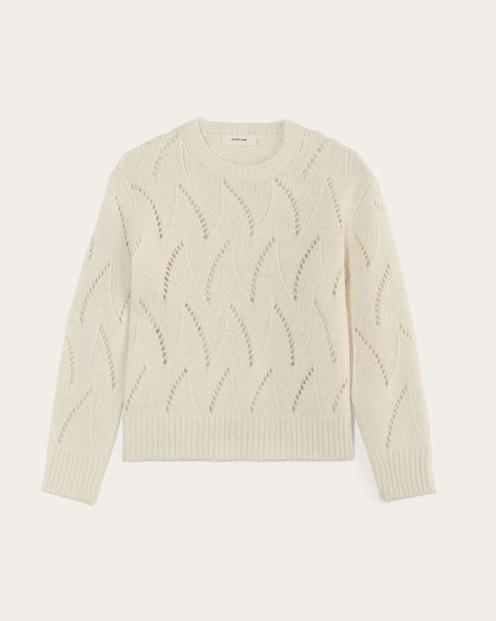 The Pointelle Sweater in Cloud | Bone (4)