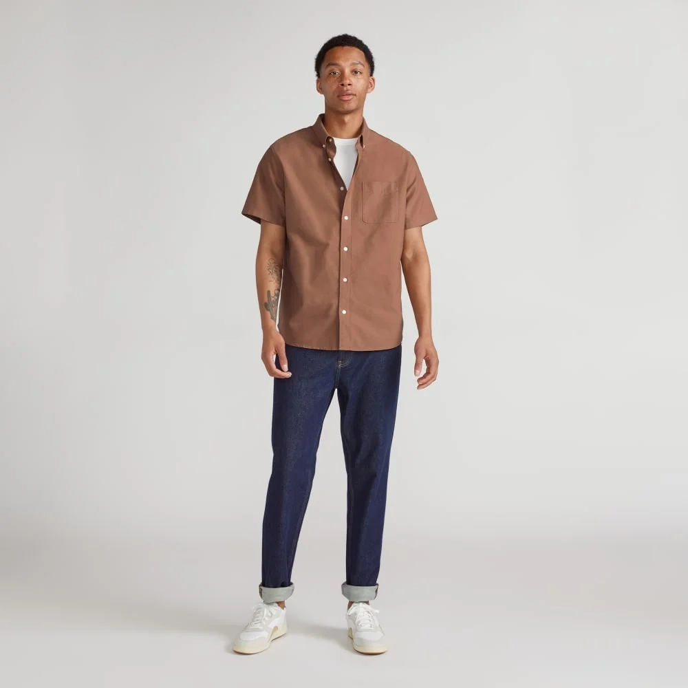 The Organic Short Sleeve Oxford Shirt | Carob Brown (2)