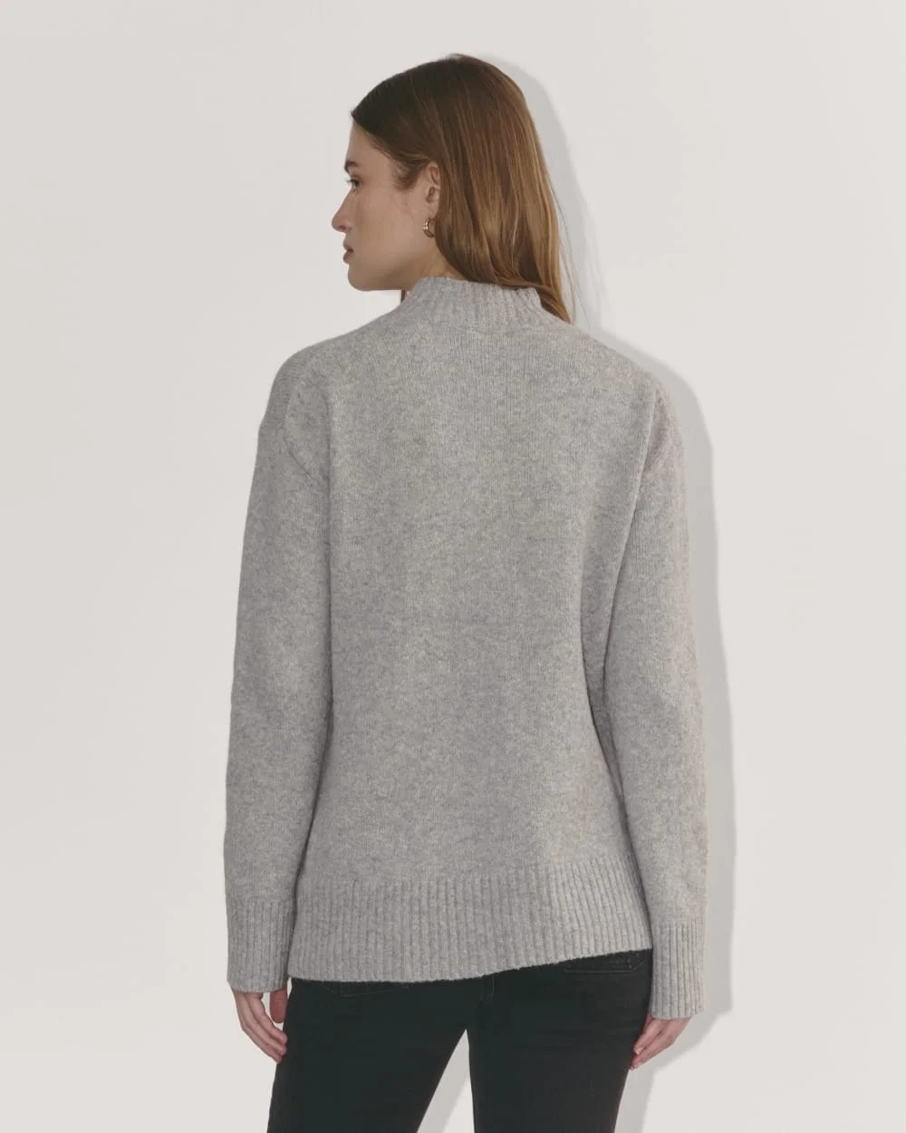 The Mockneck Sweater in Plush Cotton | Heathered Grey (4)