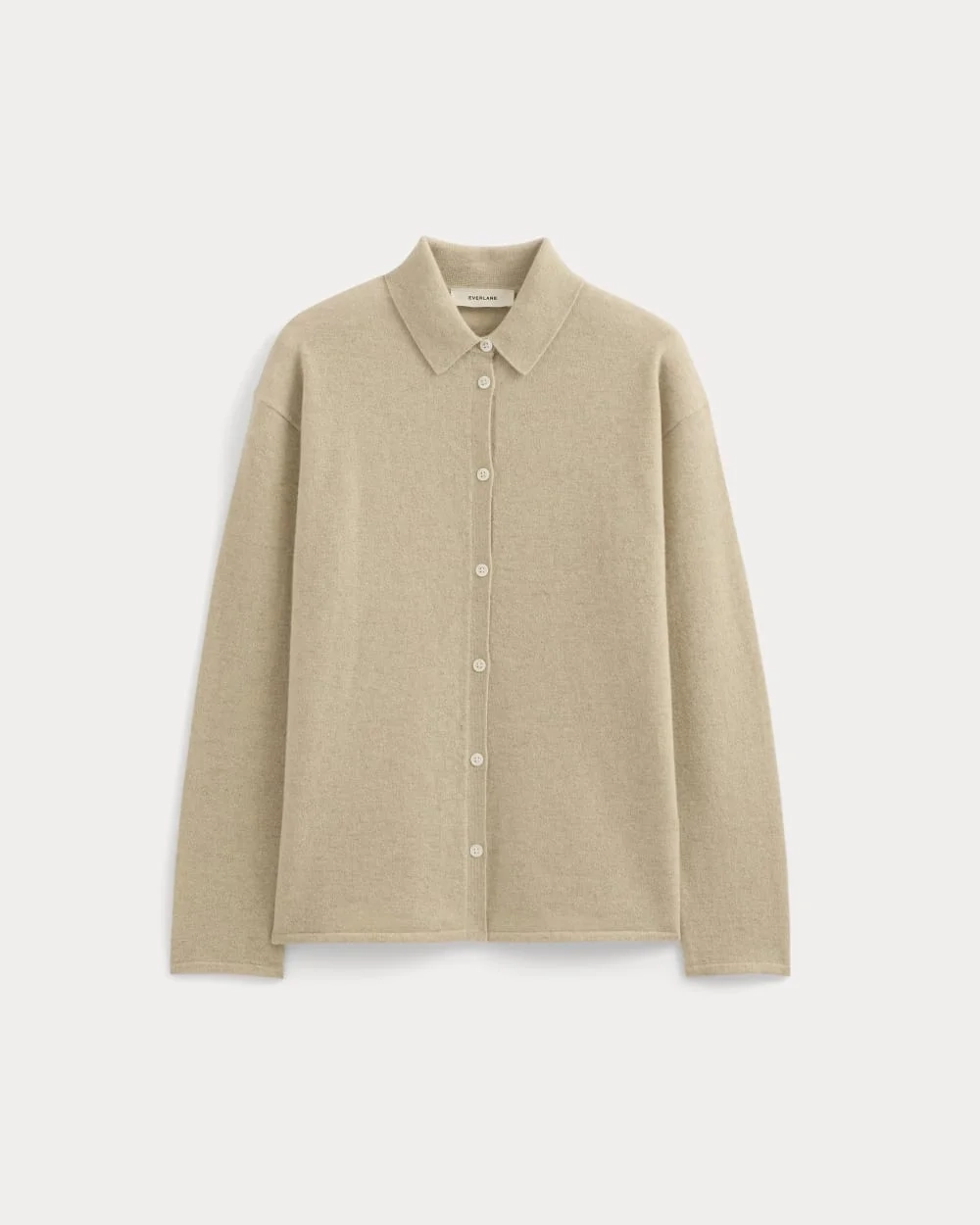 Cashmere Button-Up Shirt | Heather Light Camel (5)