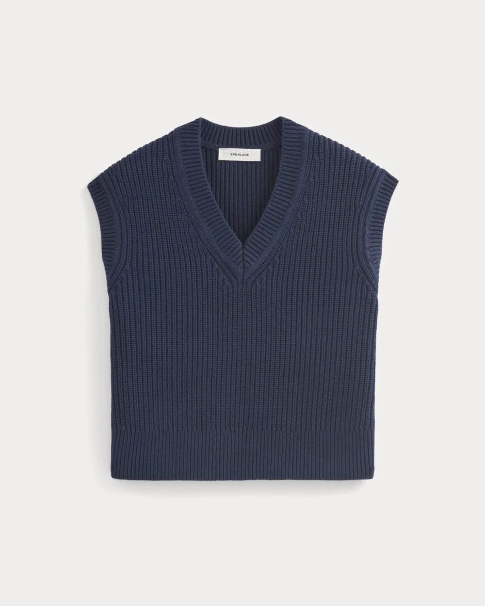 Ribbed V-Neck Vest in Everyday Cotton | Navy (3)