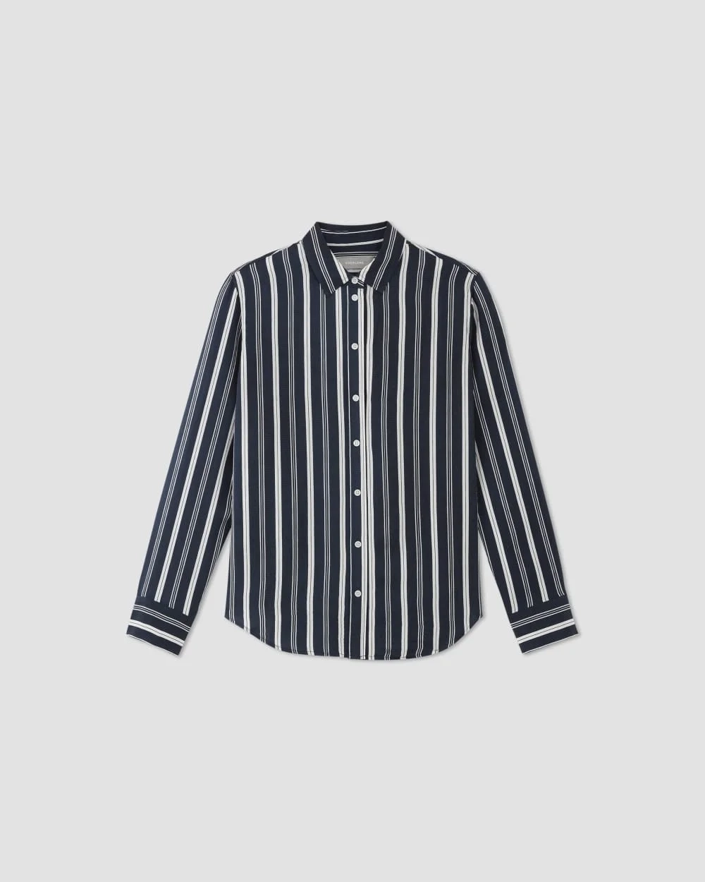 The Satin Relaxed Shirt |  Navy / Bone (2)