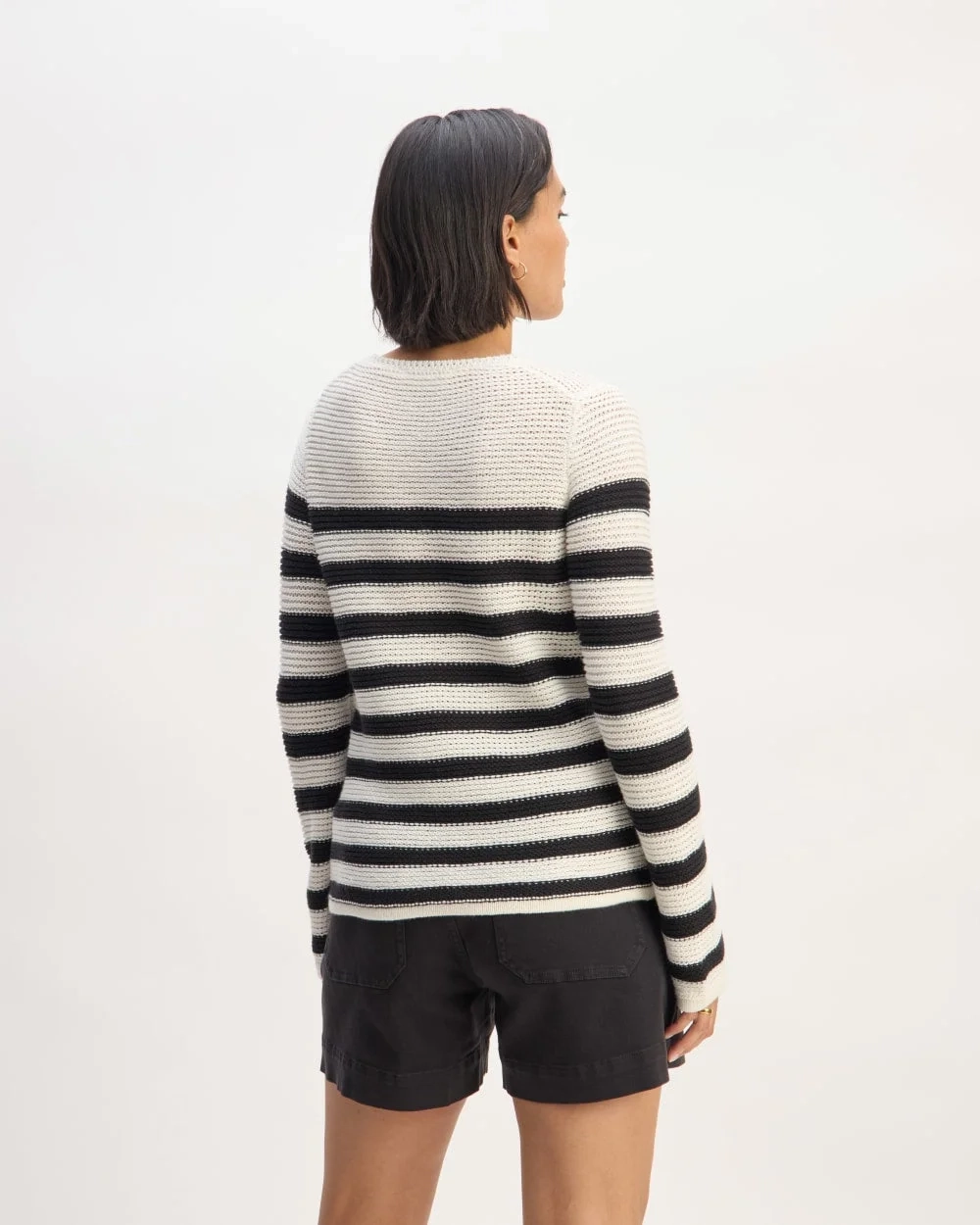 The Organic Cotton Open-Stitch Crew | Black / Bone (4)