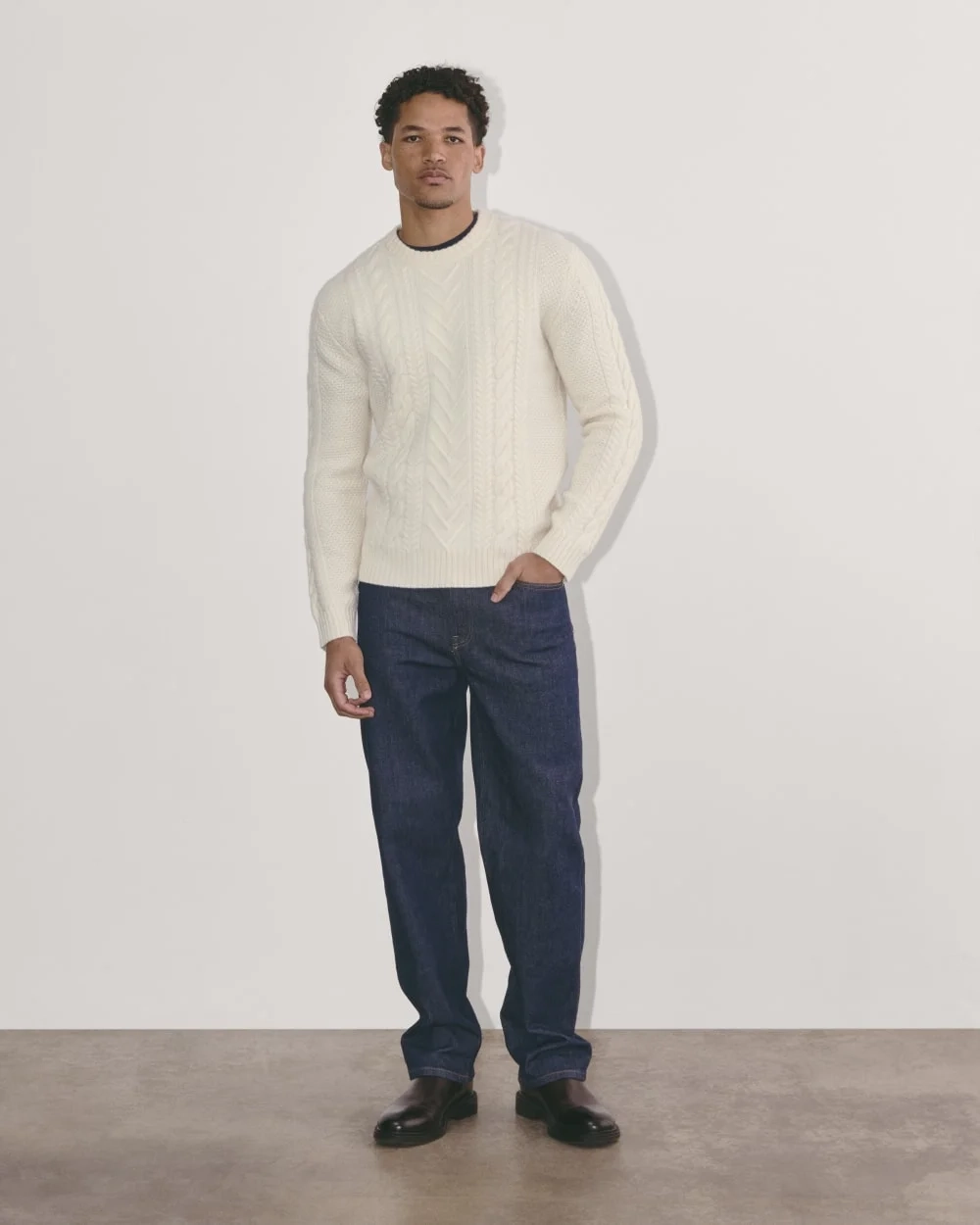 The Felted Merino Cable-Knit Crew | Bone (3)