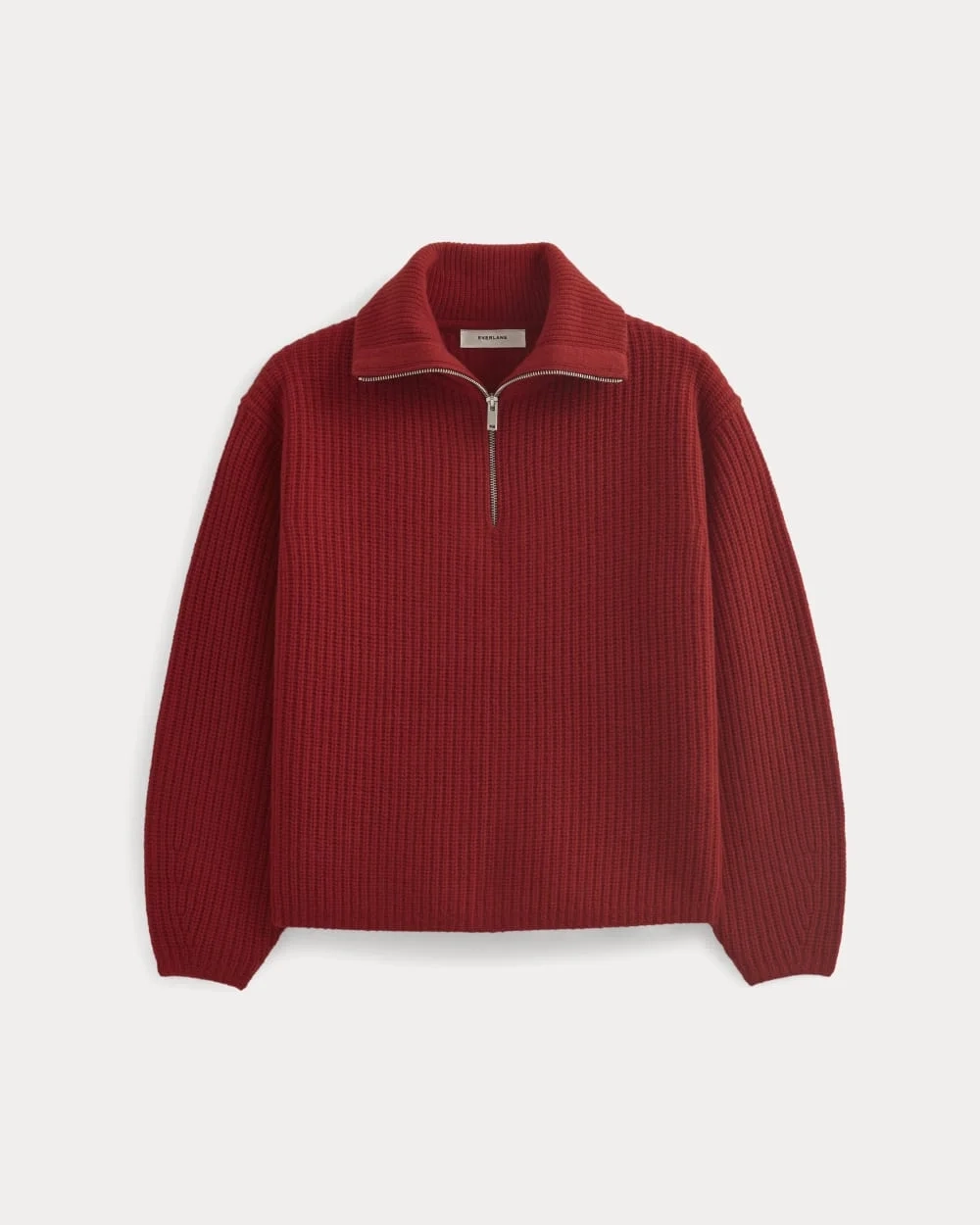 The Half-Zip Sweater in Luxe Merino | Berry Red (2)