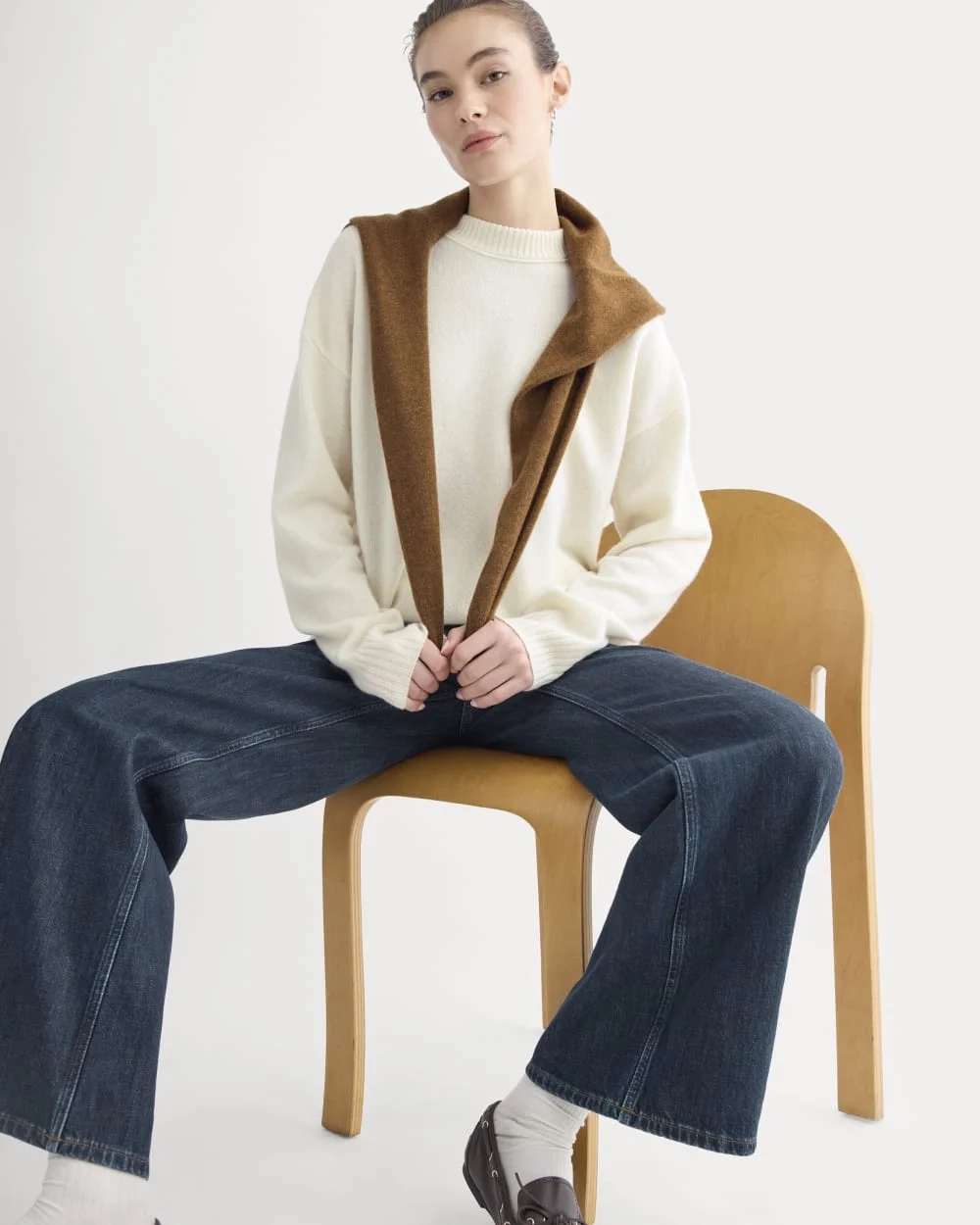 Cashmere Boyfriend Sweater | Snow (5)