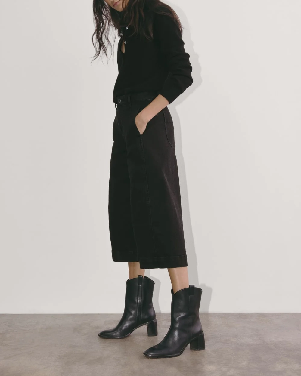 The Denim Culotte | Tumbled Black (5)