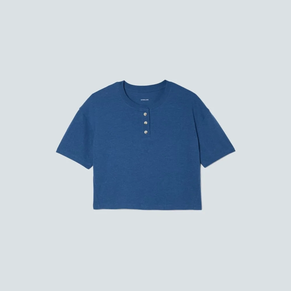 The Vintage Henley Hemp Tee | Deep Blue (4)