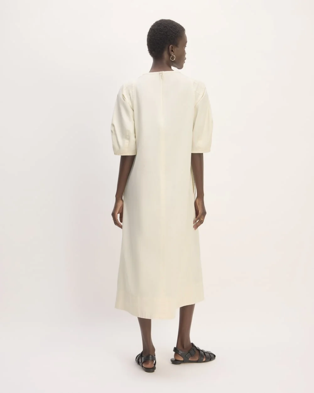The Short-Sleeve Puff Midi Dress | Bone (4)