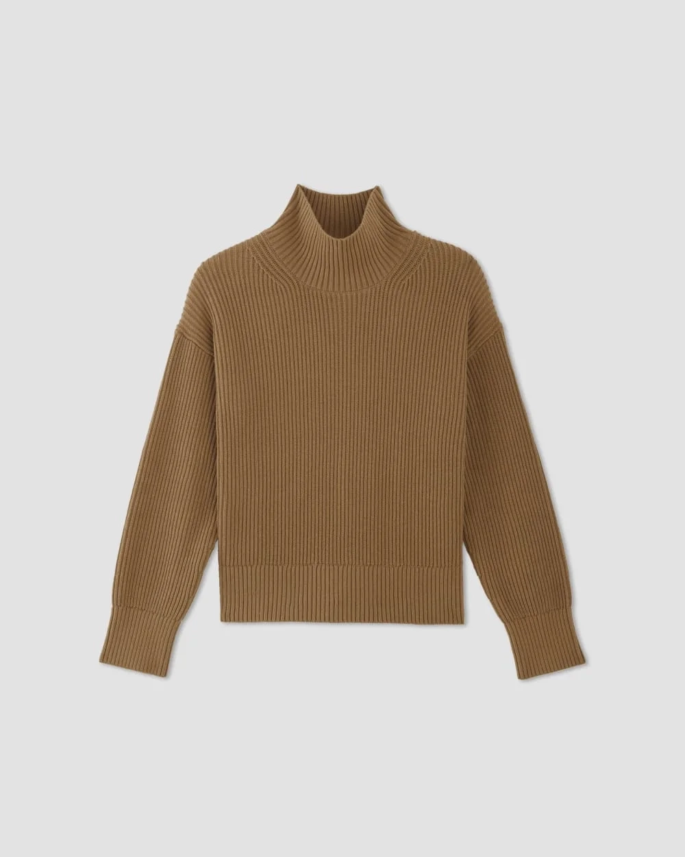 The Organic Cotton Ribbed Turtleneck | Toasted Coconut (5)