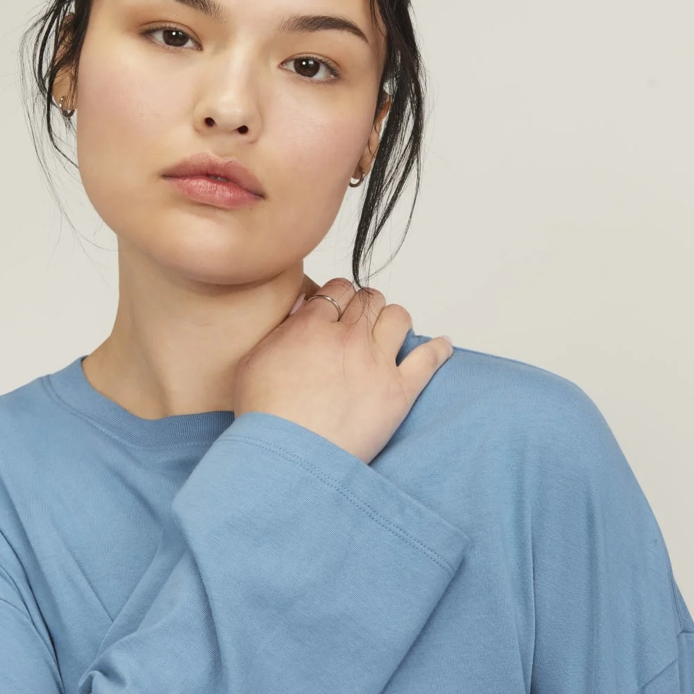 The Organic Cotton Relaxed Long Sleeve Tee | Heritage Blue (2)
