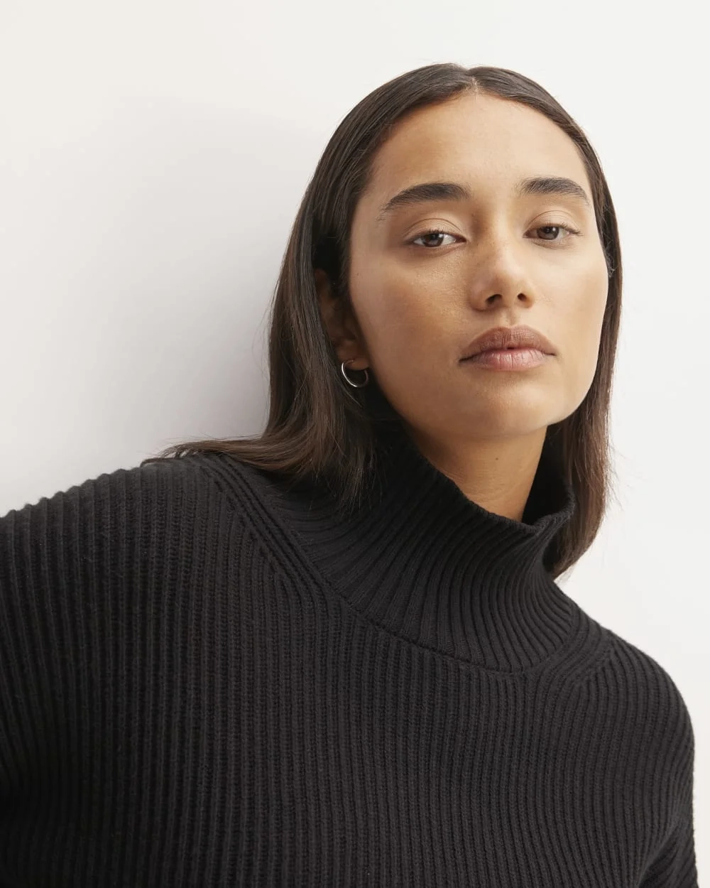 The Organic Cotton Ribbed Turtleneck | Black (2)