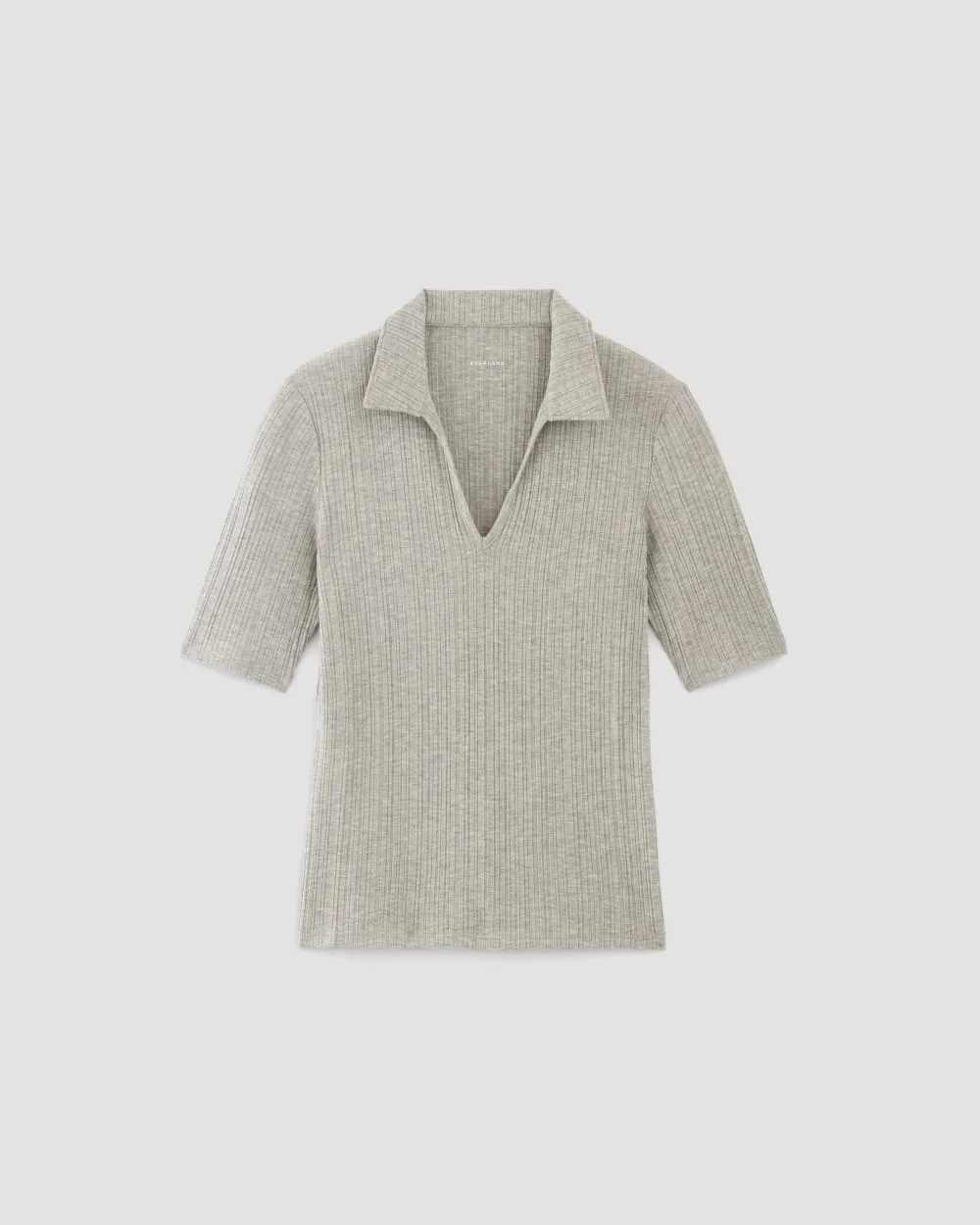 The Rib Soft Knit Open Collar Polo | Heathered Grey (3)