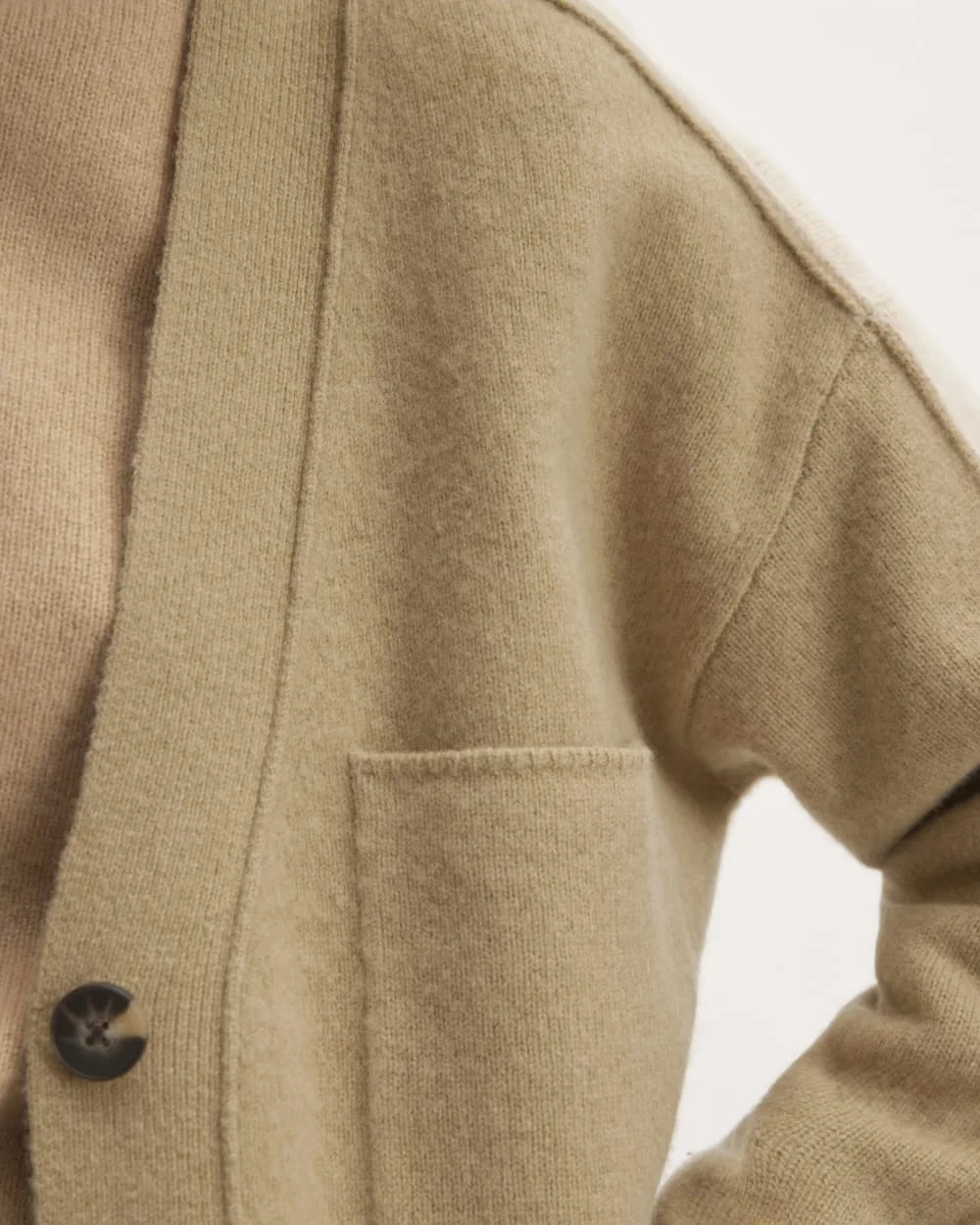 The Good Merino Wool Cardigan | Light Camel / Dark Oat (4)