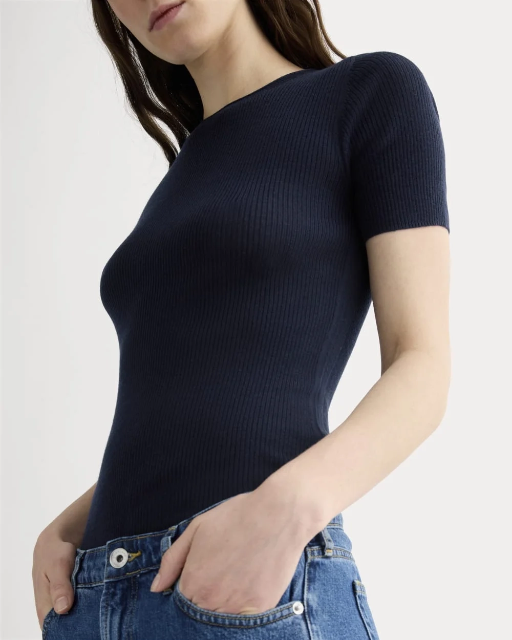 The Sweater Tee in Ultrasoft Merino | Navy (4)