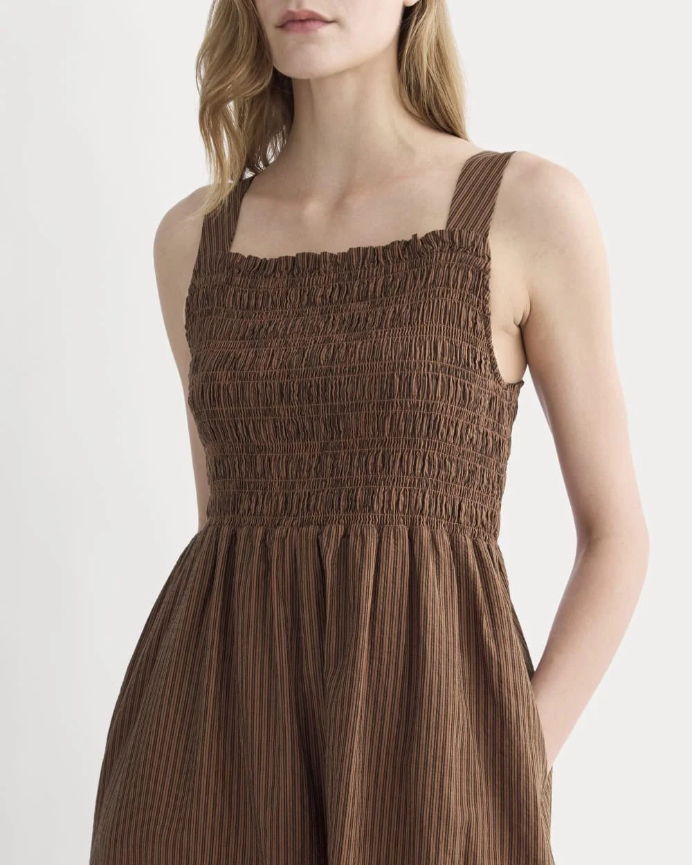 The Gauze Smock Dress | Carob Brown / Black (3)