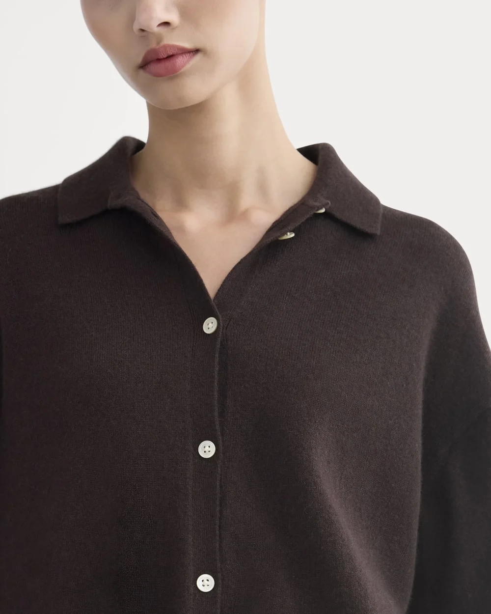 Cashmere Button-Up Shirt | Dark Chocolate (2)