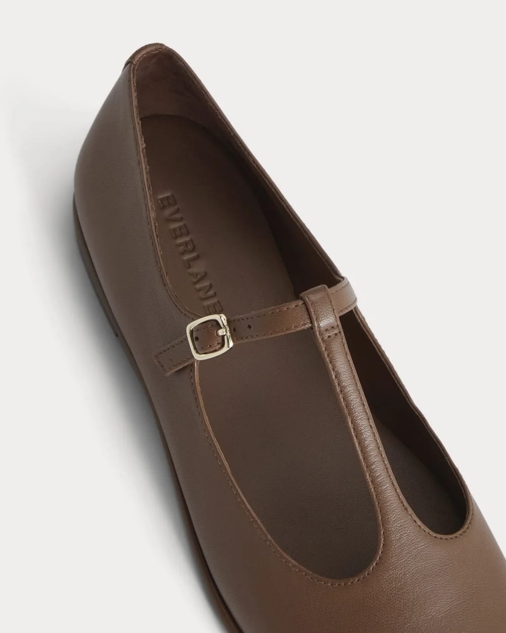The Leather T-Strap Flat | Rum (4)