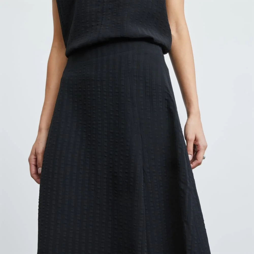 The City Stripe Midi Skirt | Black (2)