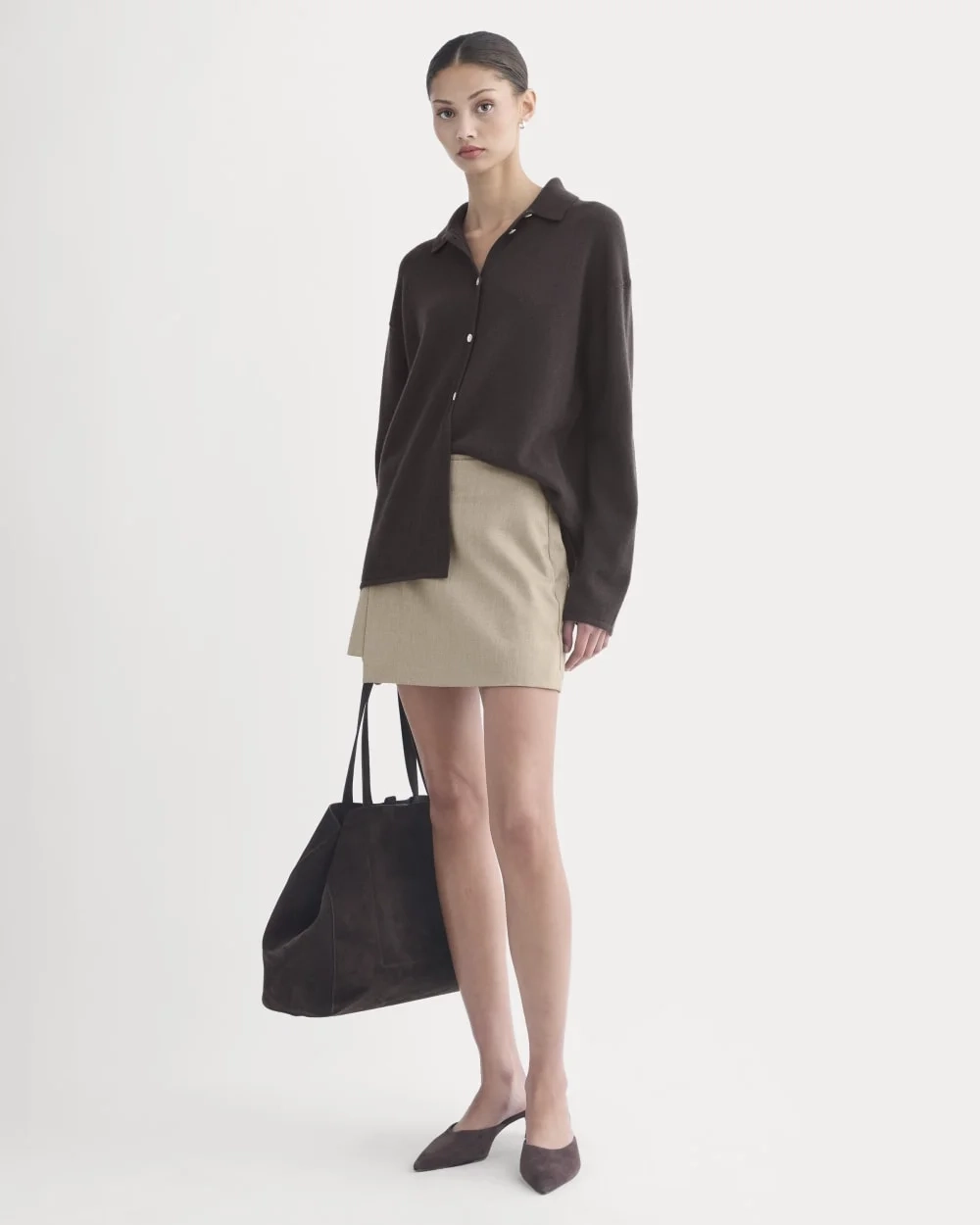 Cashmere Button-Up Shirt | Dark Chocolate (3)