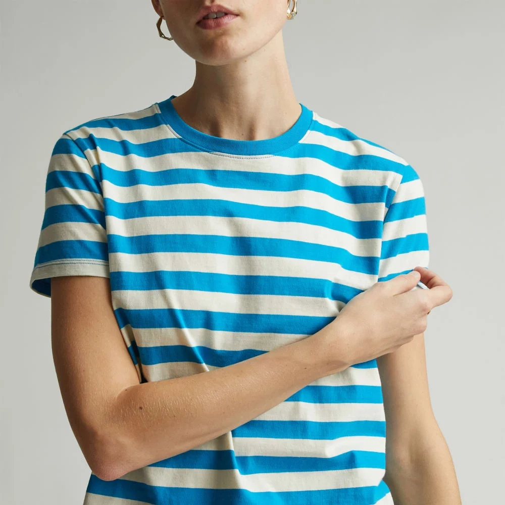 The Box-Cut Tee in Essential Cotton | Horizon Blue / Canvas Tan | No Pocket (2)