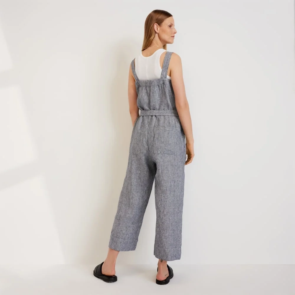 The Linen Jumpsuit | Canvas Tan / Navy (4)