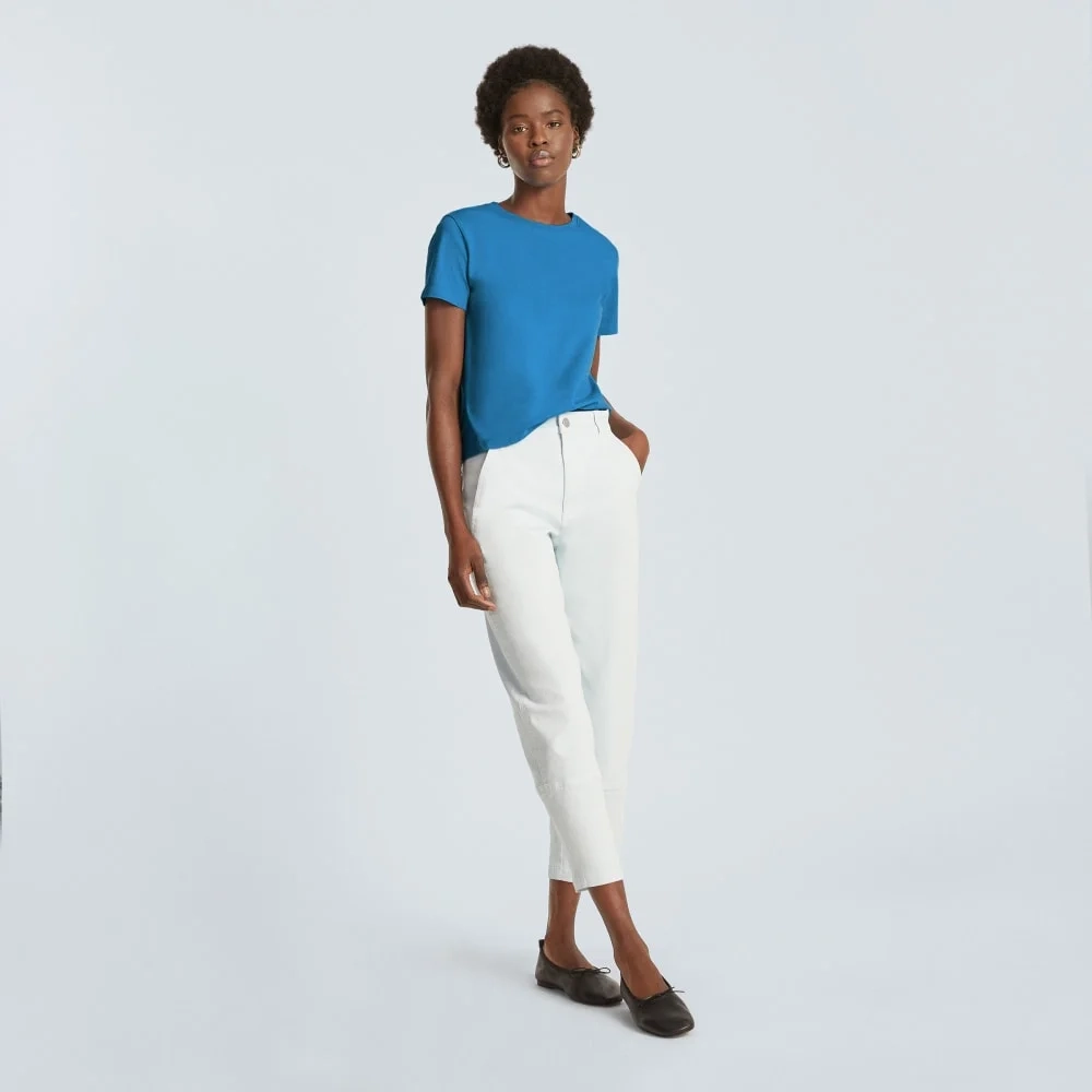 The Box-Cut Tee in Essential Cotton | Horizon Blue | No Pocket (3)