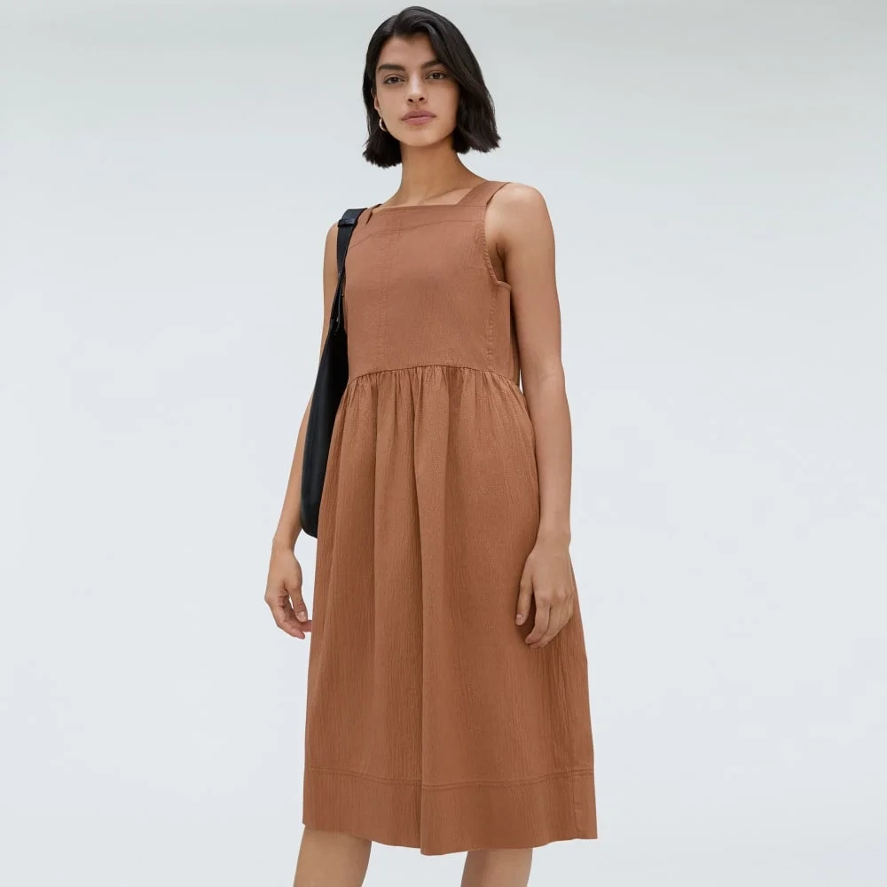 The Seersucker Midi Dress | Tawny Brown (3)