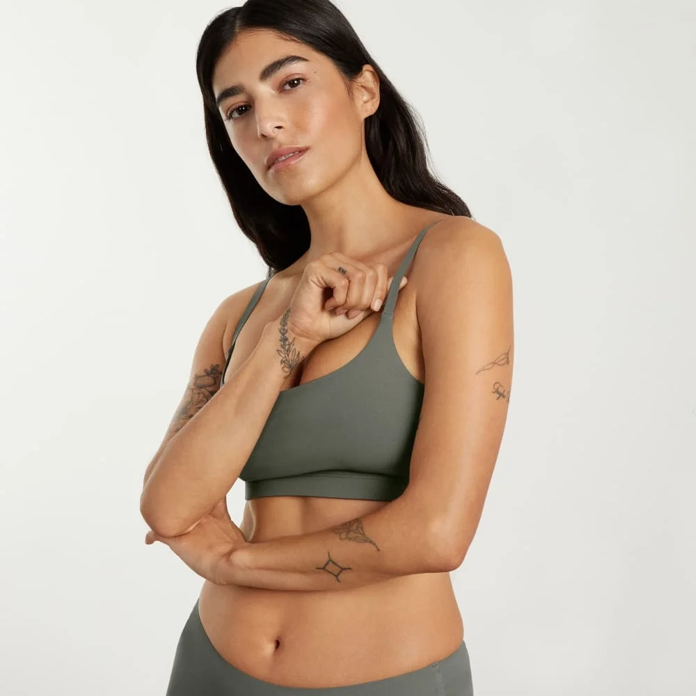 The Invisible Square-Neck Bralette | Pewter Green (5)