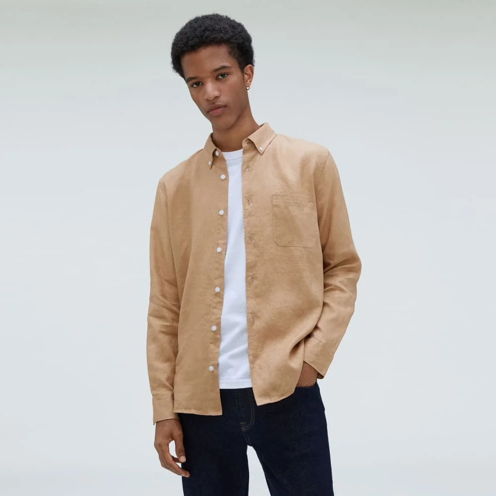The Classic Shirt in Linen | Iced Coffee (4)