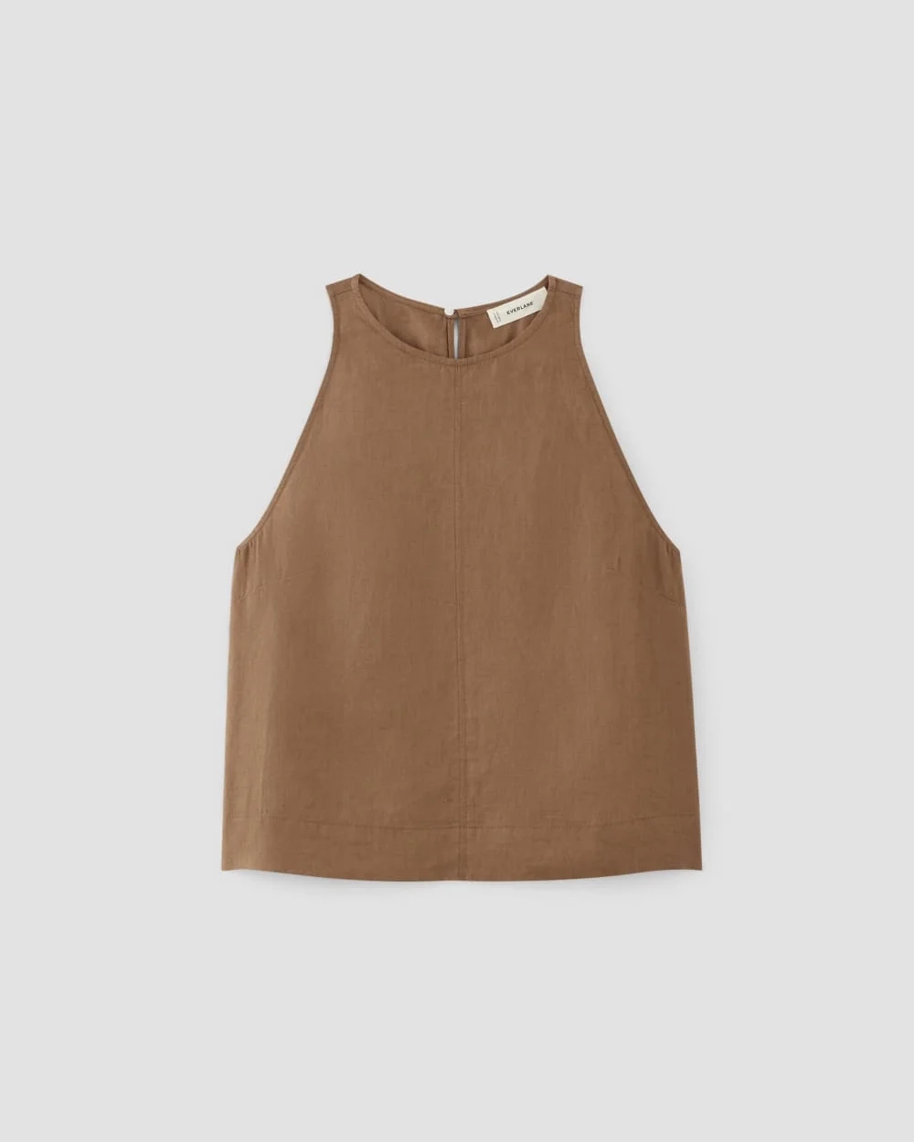 The Linen High-Neck Tank | Carob Brown (2)