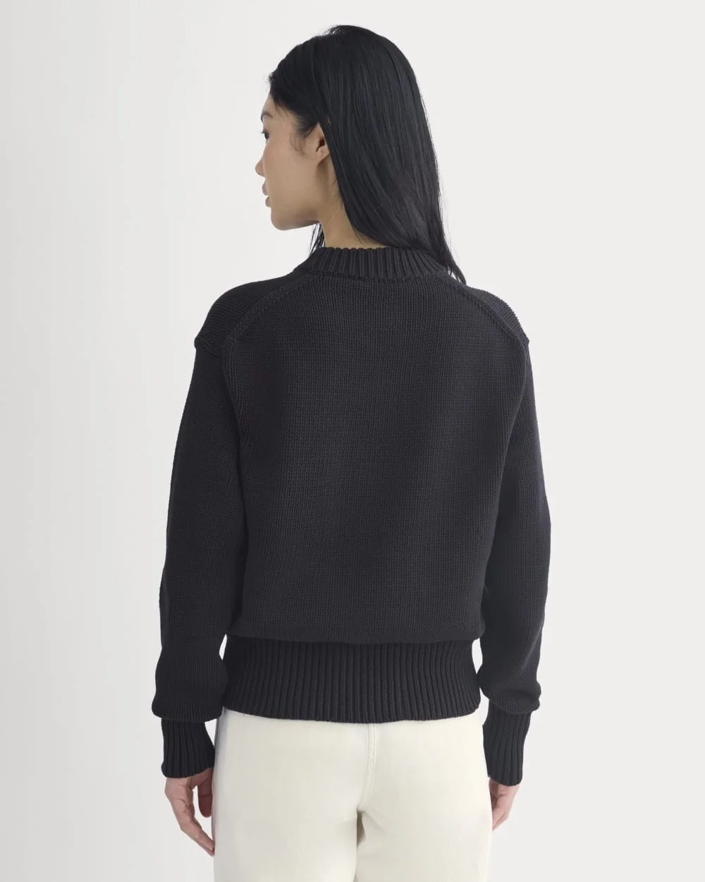 Oversized Cocoon Crew in Elevated Cotton | Black (4)