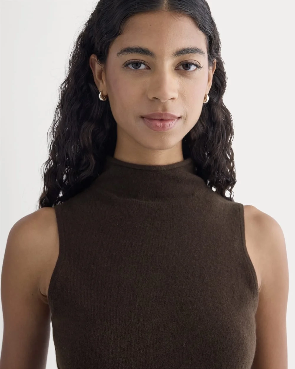 Cashmere Funnel-Neck Tank | Dark Chocolate (4)