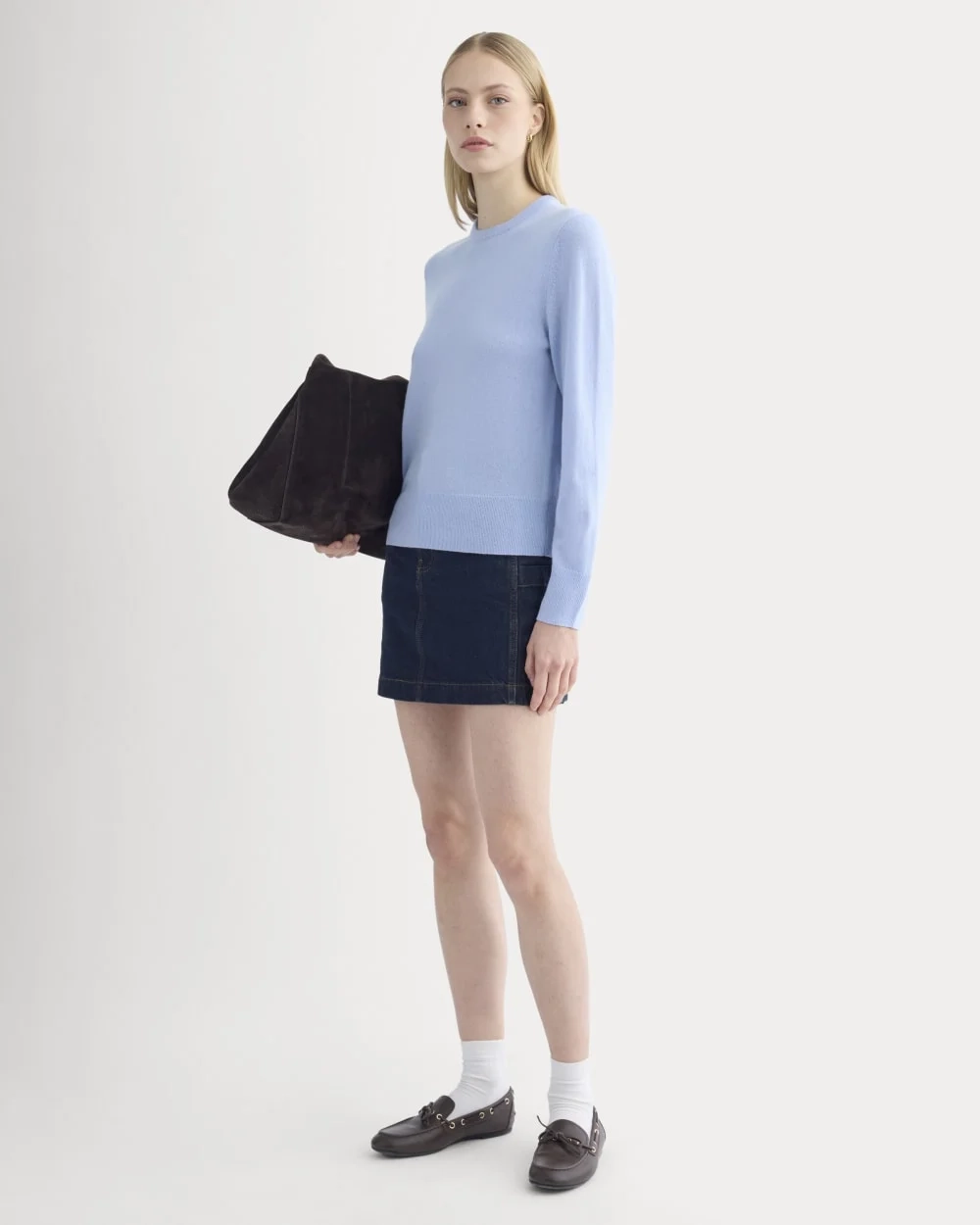 Cashmere Slim Crew Sweater | Open Air Blue (2)
