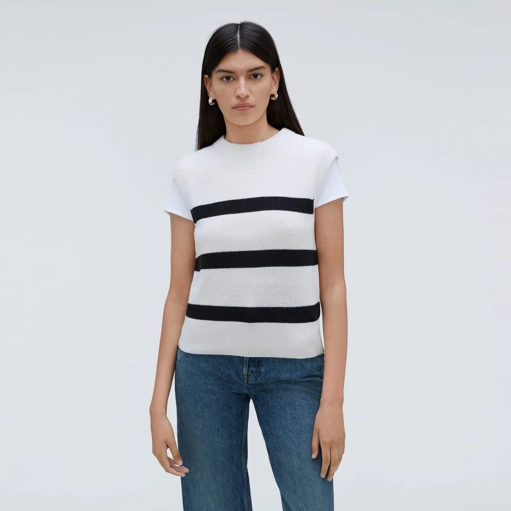The Cotton Summer Sweater Tank |  Canvas / Black (4)