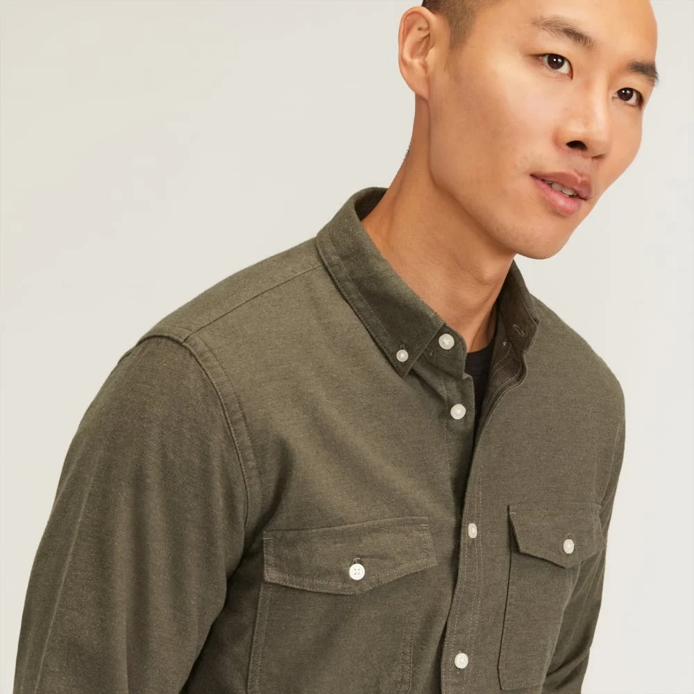 The Brushed Flannel Shirt | Heathered Thyme (5)