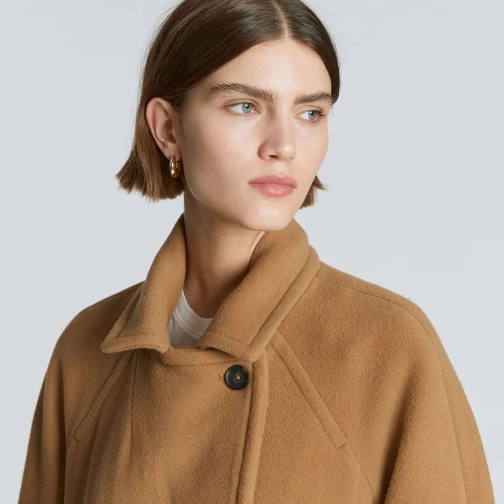 The Italian ReWool® Long Peacoat | Camel (5)