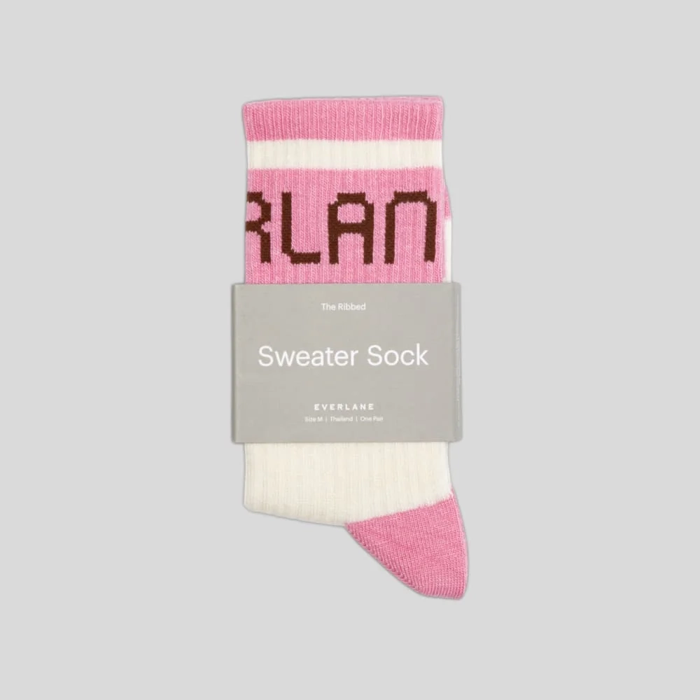 The Ribbed Sweater Sock | Canvas Tan / Fuschia Pink (2)