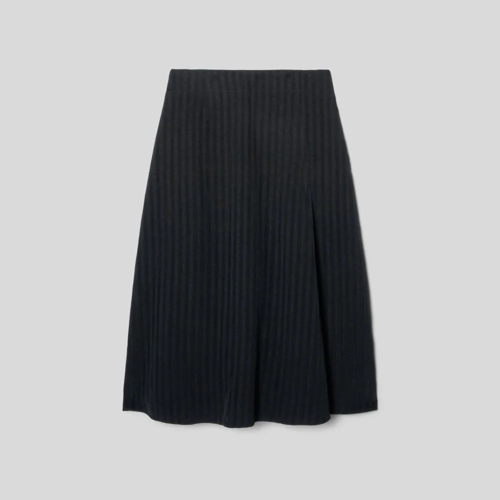 The City Stripe Midi Skirt | Black (3)