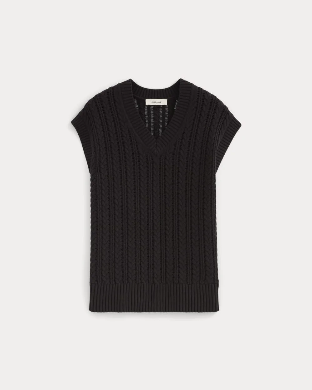 The Mesh Cable Vest in Everyday Cotton | Black (2)