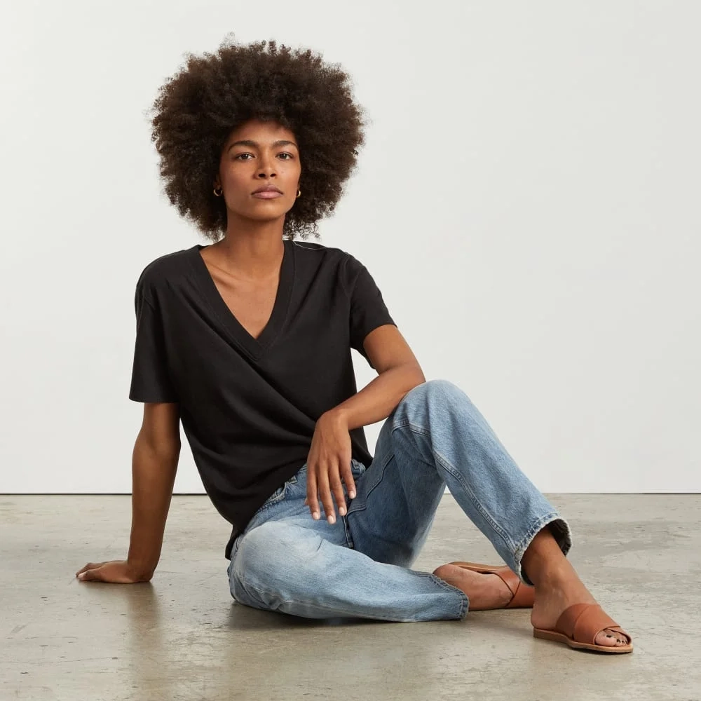 The Vintage V-Neck Hemp Tee | Black (3)